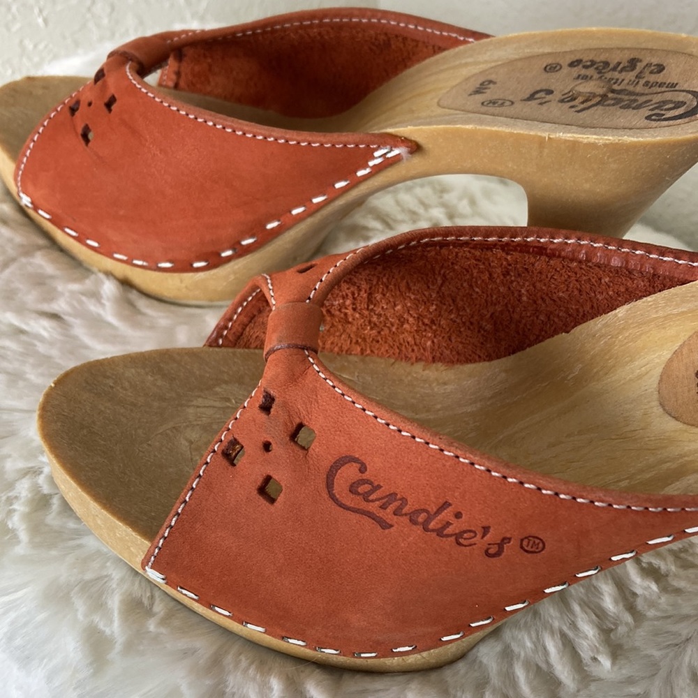 Vintage Candie's el greco Heels Made in Italy 70's/80's Orange Size 6 HOT!